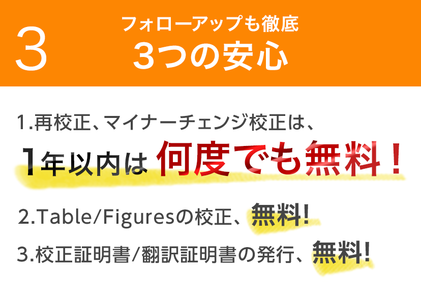 フォローアップも徹底3つの安心